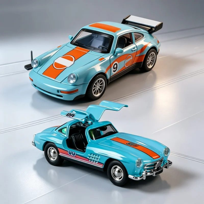 1:36 Scale Retro Sports Car Alloy Rewind Car Model Set, Can Open Door Racing Car Paint Toy Car, desktop Decoration Collection