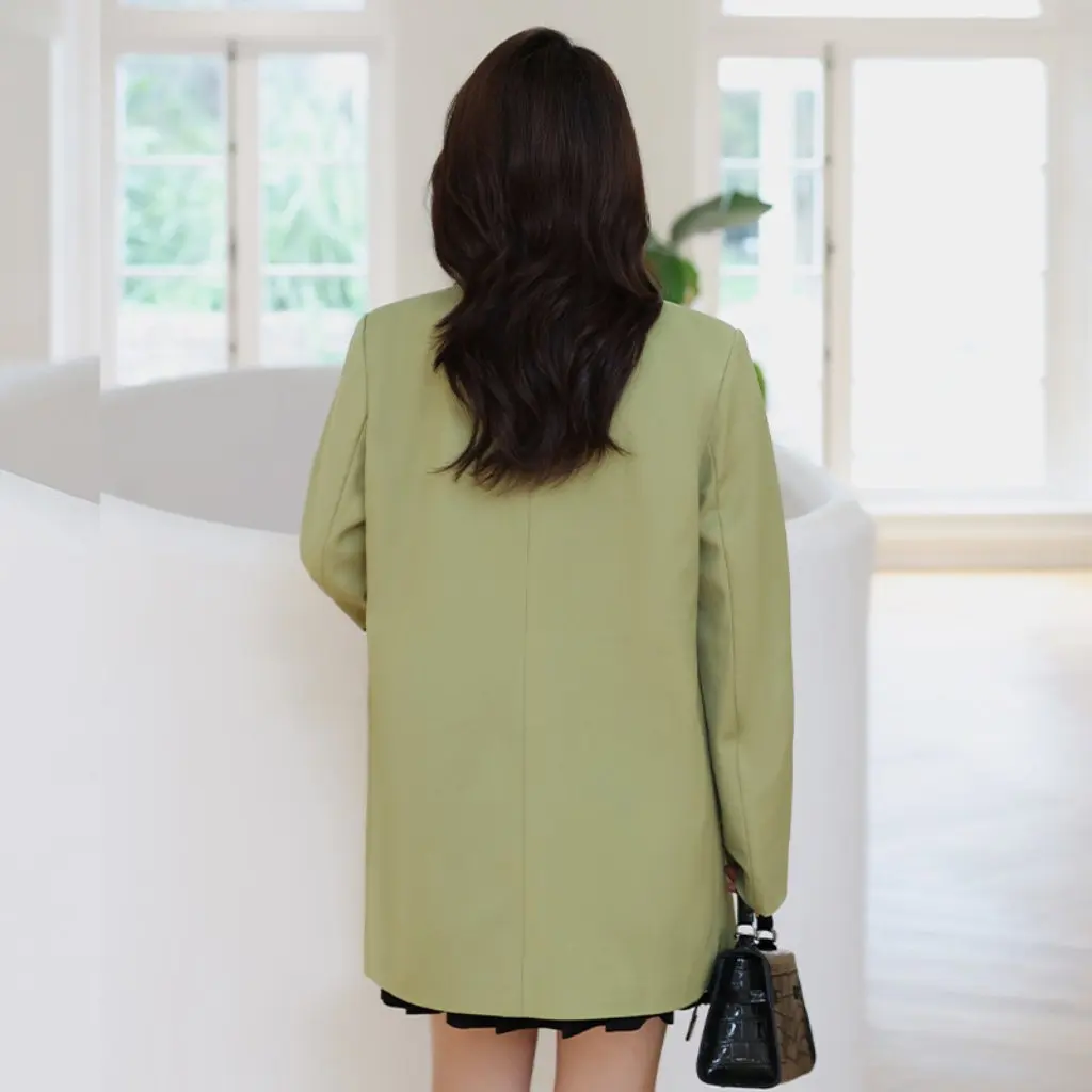 

Женский костюм большого размера в корейском стиле, повседневный ретро-британский пиджак, весенне-осенний облегающий возрастной костюм для полных девочек