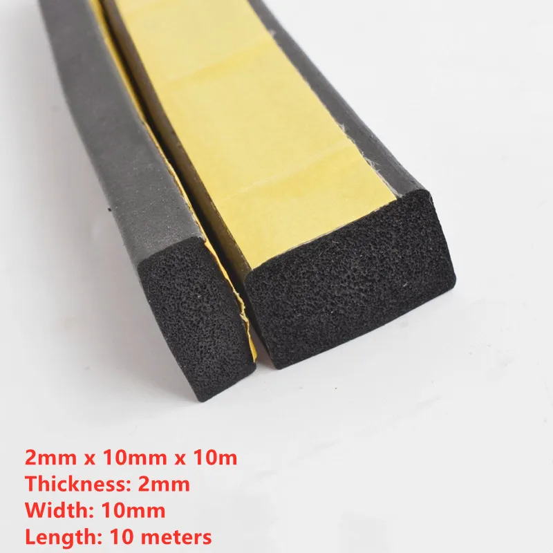 Self Adhesive Sponge Seal Strip EPDM Rubber Black Foam Anti-collision Seal Gasket Cabinet Door Waterproof Dust Soundproof