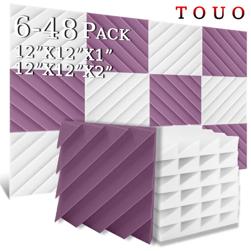 TOUO Diamond Groove Acoustic Foam 6-48 Pcs Flame-Retardant Wall Panels Sound Insulation Material Drum Room Acoustic Treatment