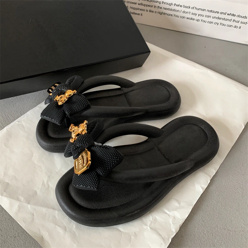 Summer Women Slippers Fashion Bowknot Flip Flops Beach Shoes for Women Non-slip EVA Slippers Outdoor Women Shoes 2023