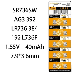 20Pcs LR41 AG3 SR41 384 392 L736f L736c Batteries for Bow Sight Light Watch Thermometer 1.5V Alkailine Button Batteries