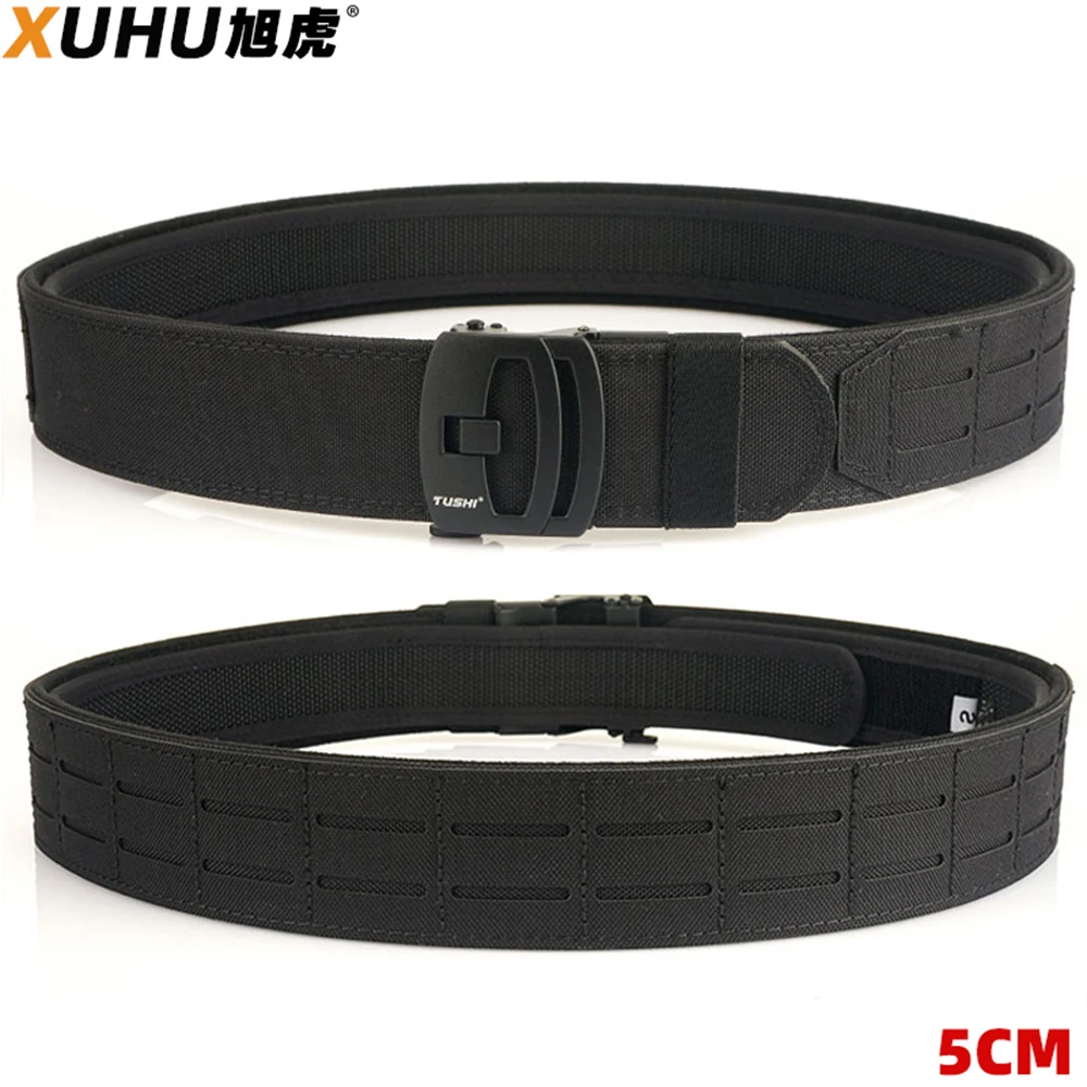 

XUHU Men Outdoor Hunting Tactical Belt Multi-Function Nylon Belt High Quality Marine Corps Automatically inner and outer Belt