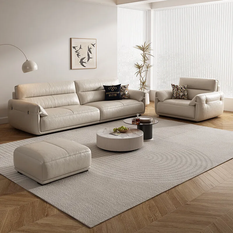 الجملة أثاث غرفة المعيشة الإيطالية الحديثة طقم أريكة رمادي جلد طبيعي أريكة الأريكة الحديثة