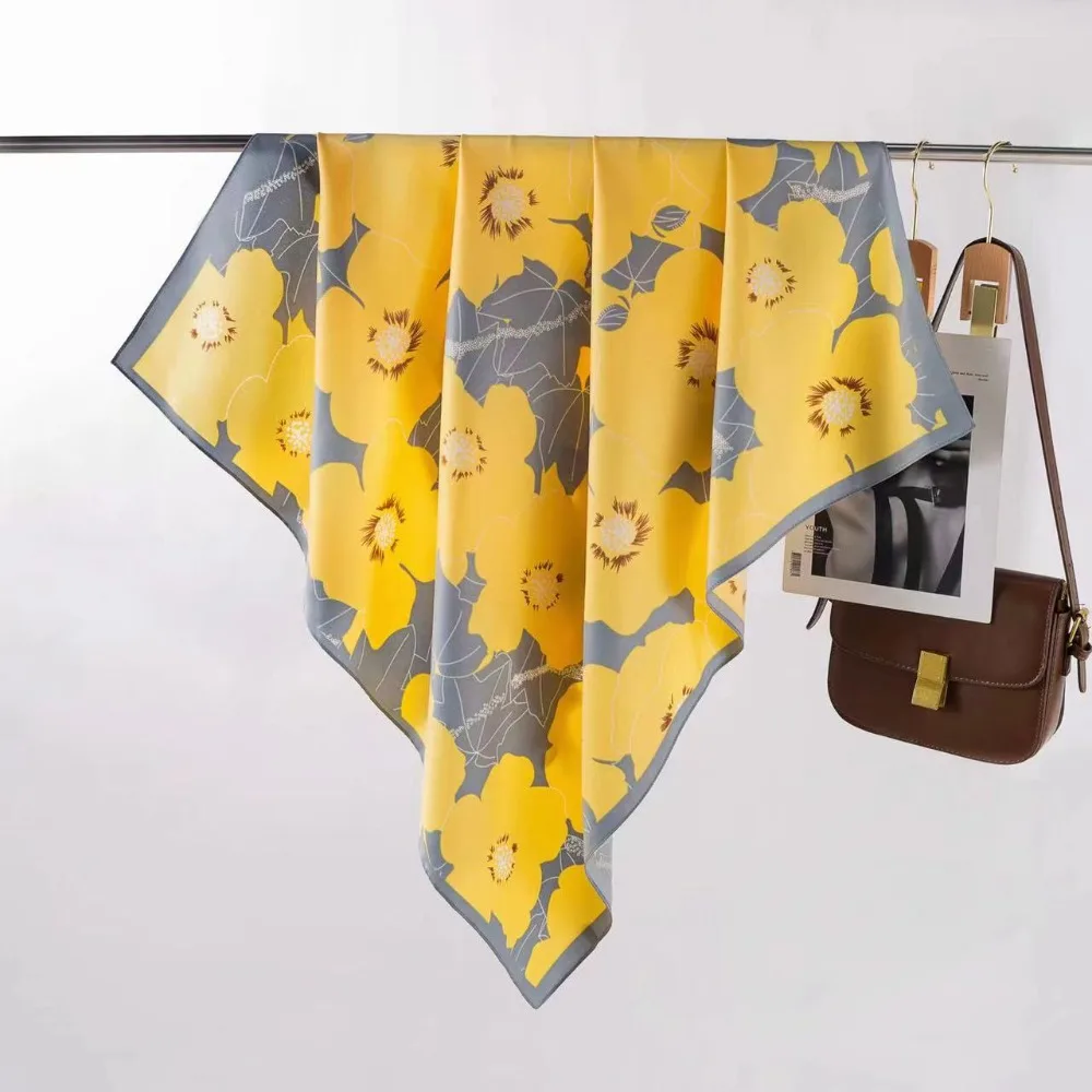 

Высокое качество 90*90 см шелковый шарф с принтом роскошные шали квадратные шарфы для женщин