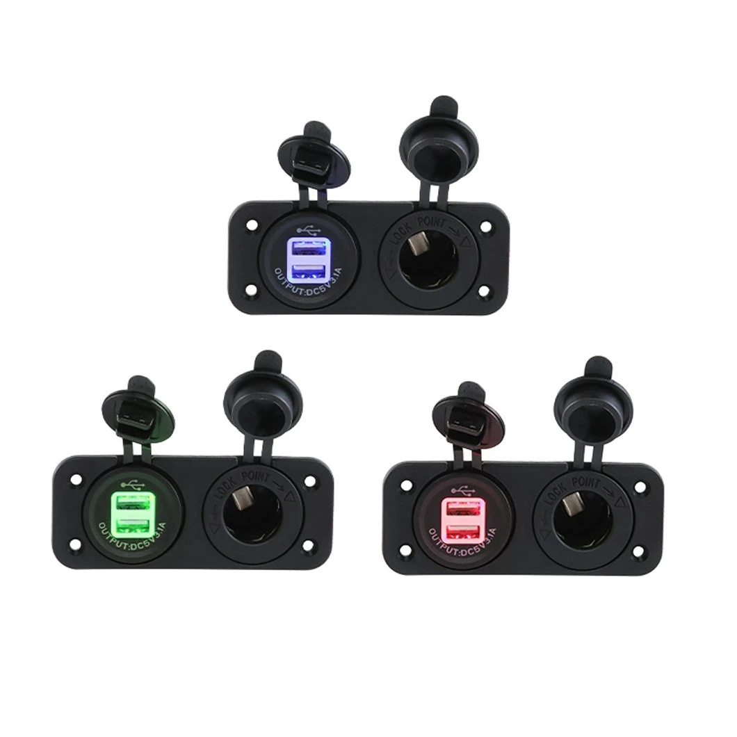 

Водонепроницаемая розетка прикуривателя 12 В/24 В, автомобильная розетка с двумя USB-портами и светодиодным вольтметром, сенсорным переключателем для автомобиля, лодки, автофургона