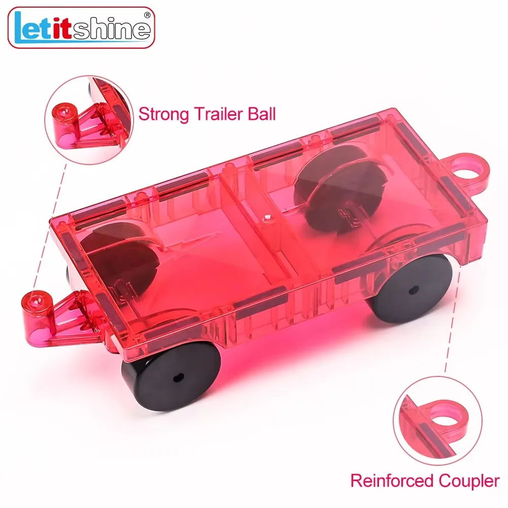 Letitshine 2 قطعة البلاط المغناطيسي سيارات لعب المغناطيس اللبنات مونتيسوري التعليم مركبة عجلة قطار نماذج من الشاحنات الملحقات