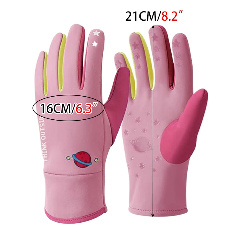الأطفال الشتاء الدافئة قفازات مخملية صبي الفتيات عدم الانزلاق سميكة الكرتون قفاز الاطفال في الهواء الطلق اللعب ركوب يندبروف قفاز 7-13Y