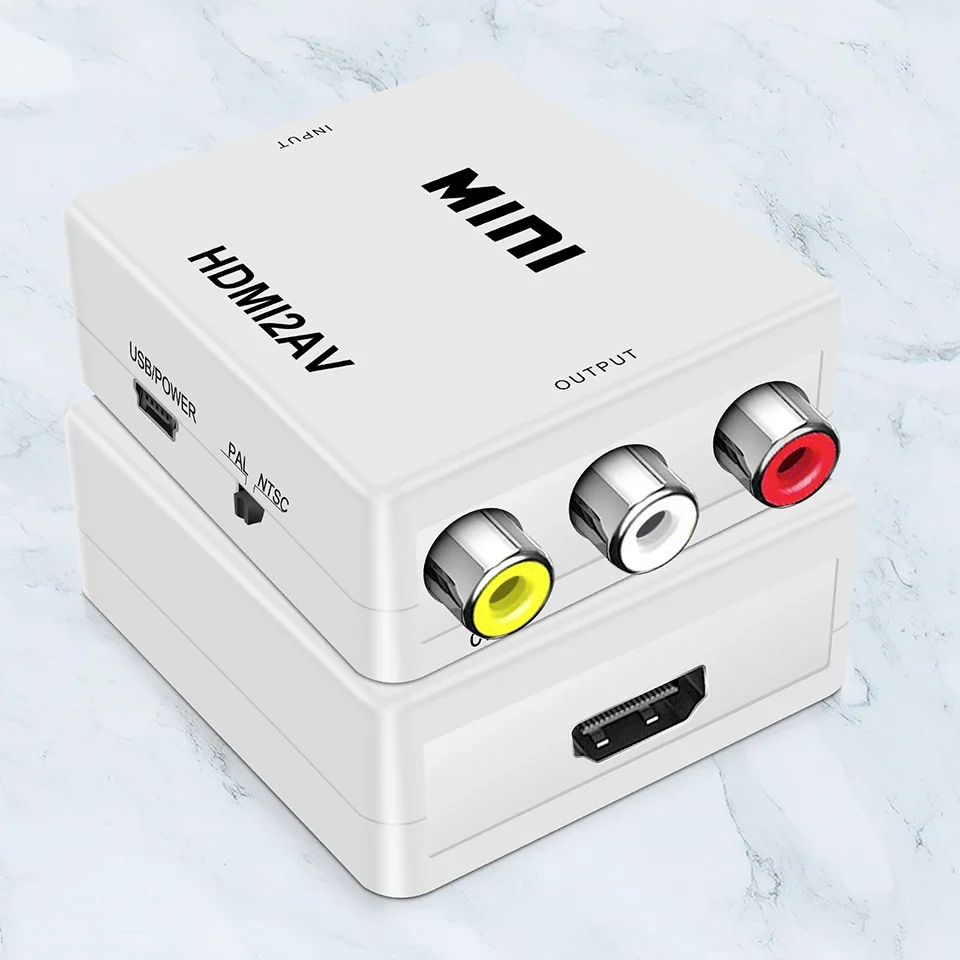 

HDMI to RCA converter,HDMI to AV 3RCA CVB composite video to audio converter adapter support PAL/NTSC TV Stick,Roku,DVD,etc.