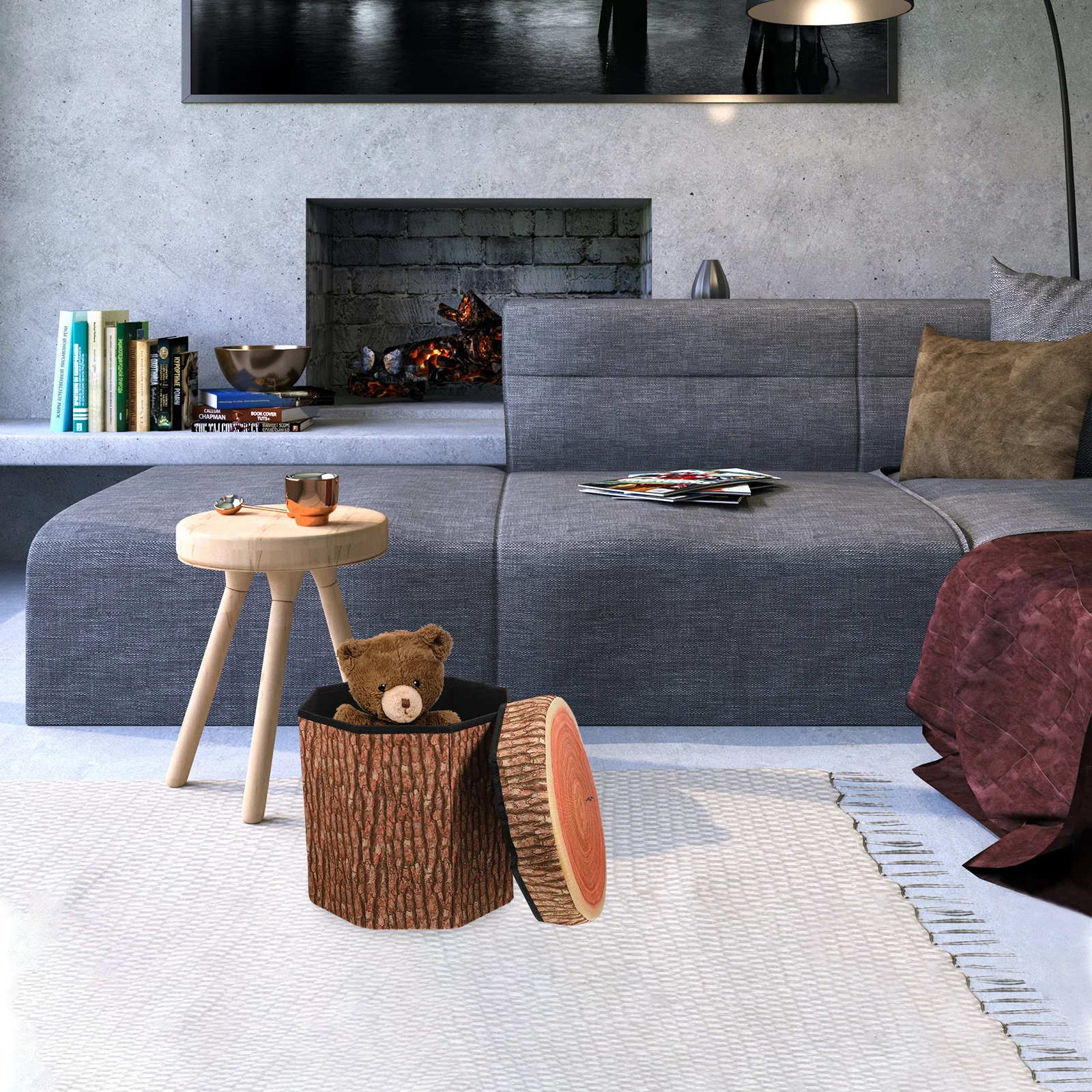 

Storage Stool Folding Design Multifunctional Seat Organizer Magazine Box Footrest Material Home Storage Holder