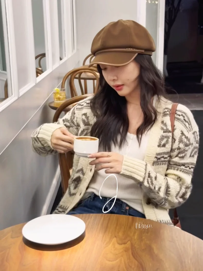 

Женский вязаный кардиган Nordic Lazy Sle Fair Isle с V-образным вырезом, свободного кроя, из шерсти, стандартной длины, из смесовой ткани