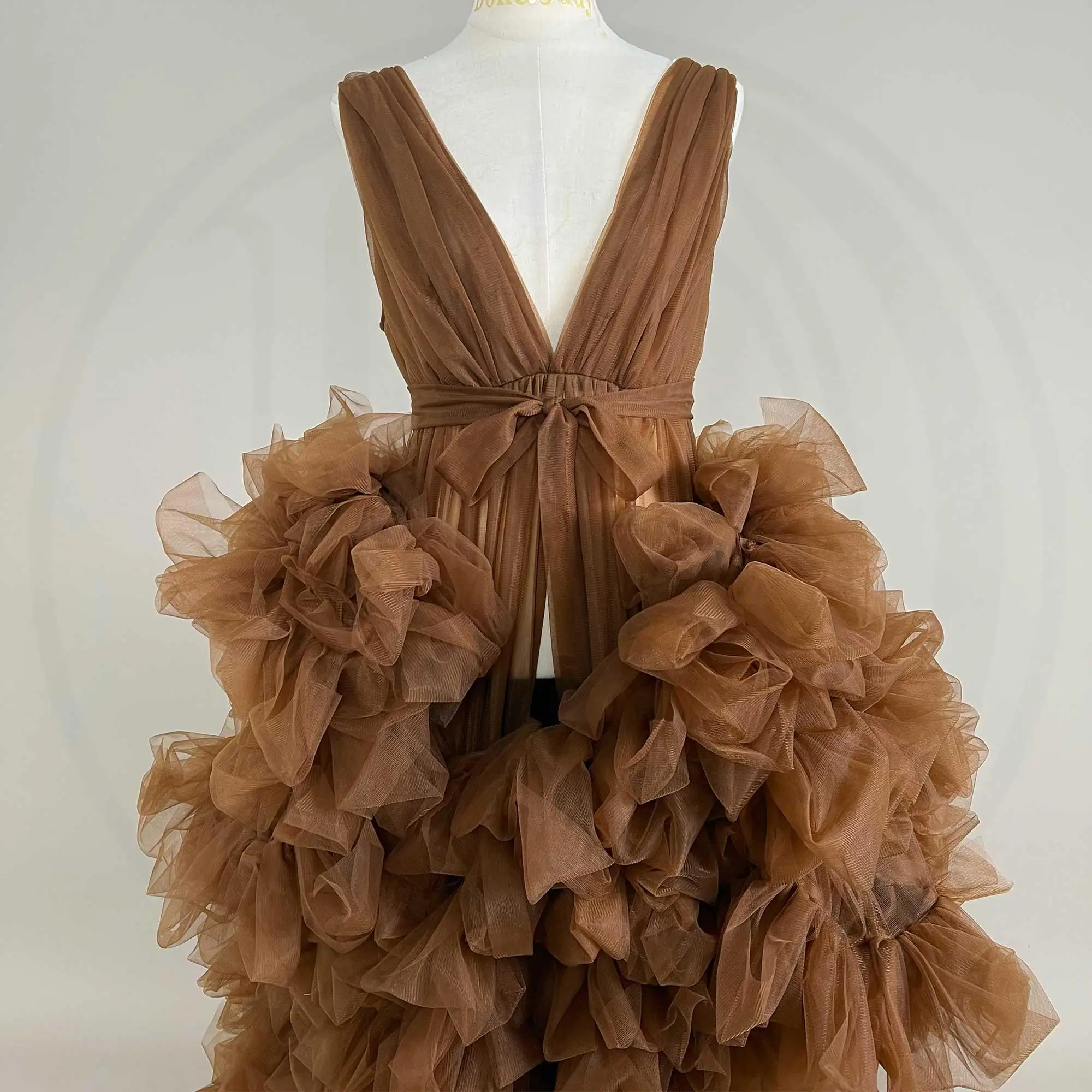 فستان Don&Judy لحفلات الزفاف المسائية ورقبة على شكل V من التل بفتحة أمامية للنساء فستان للتصوير الفوتوغرافي #2