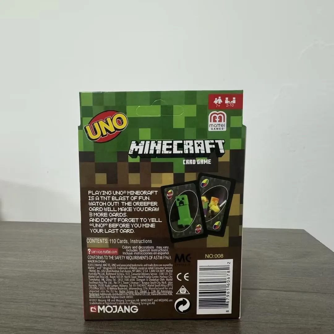 UNO FLIP! Jogo de tabuleiro anime dos desenhos animados minecraft figura padrão família engraçado entretenimento uno cartas jogos presentes natal