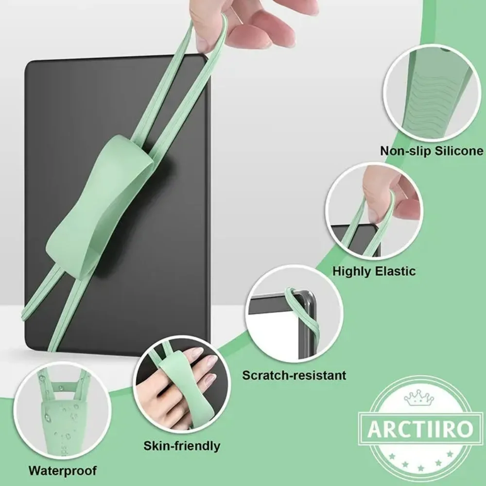Universal Non Slip Silicone Tablet Hand Strap, Secure Finger Grip for 6-10 Inch E-Book Devices, Portable for Adults Kids Use
