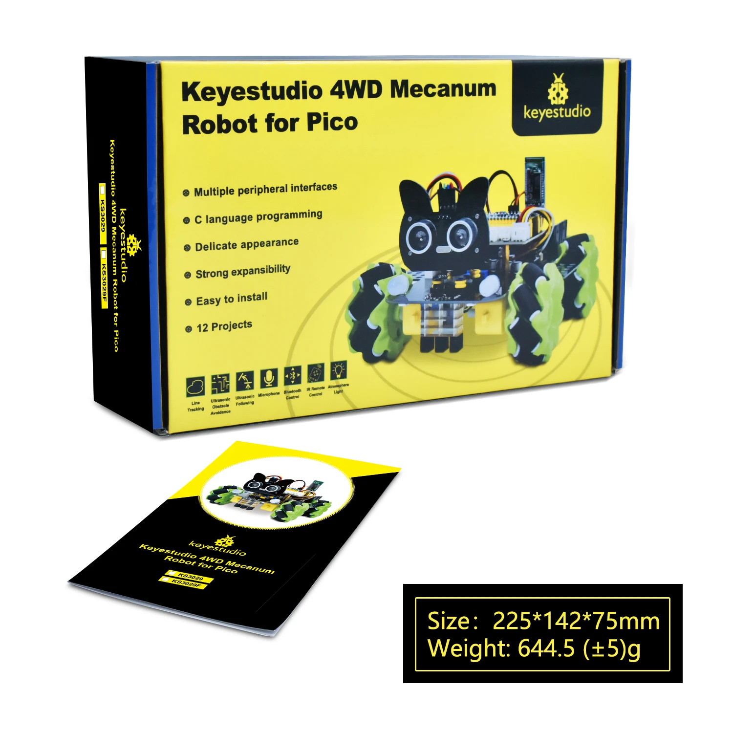 Keyestudio 4WD Mecanum Robot Car Kit For Raspberry Pi Pico STEM Support Python&Arduino Programming Smart DIY Car For Pico