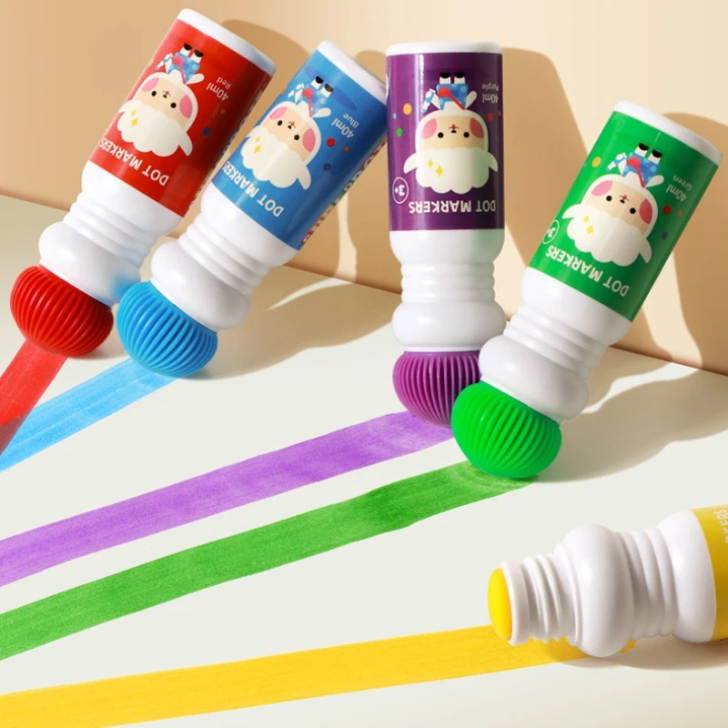 6-Color 40ml Large Children's Early Education Dot Graffiti Watercolor Brush Baby Kindergarten Art Drawing Tool Paint Brush Set