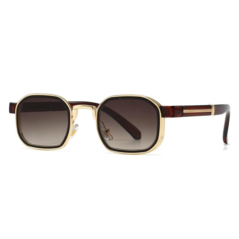 

9811 Fashion Square Sunglasses for Men Women, Vintage Retro Geometric Sun Glasses, Stylish Chic Polygonal Metal Shades 605486