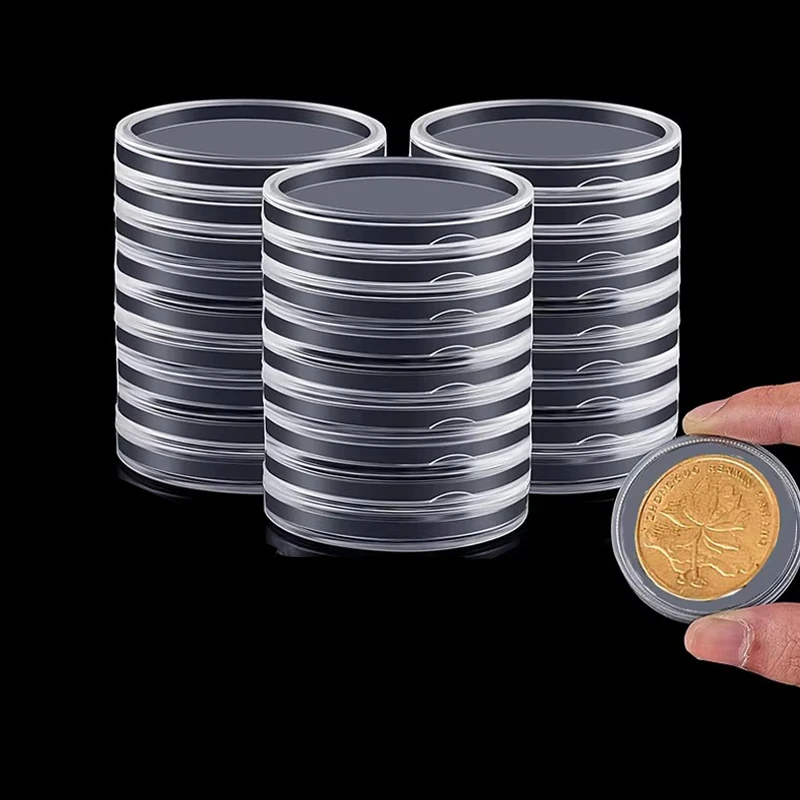 30/50mm Coinning Capsules Storage Box Clear Plastic Coinning Cases Holders Protector Mini Commemorative Coin Display Box Rack