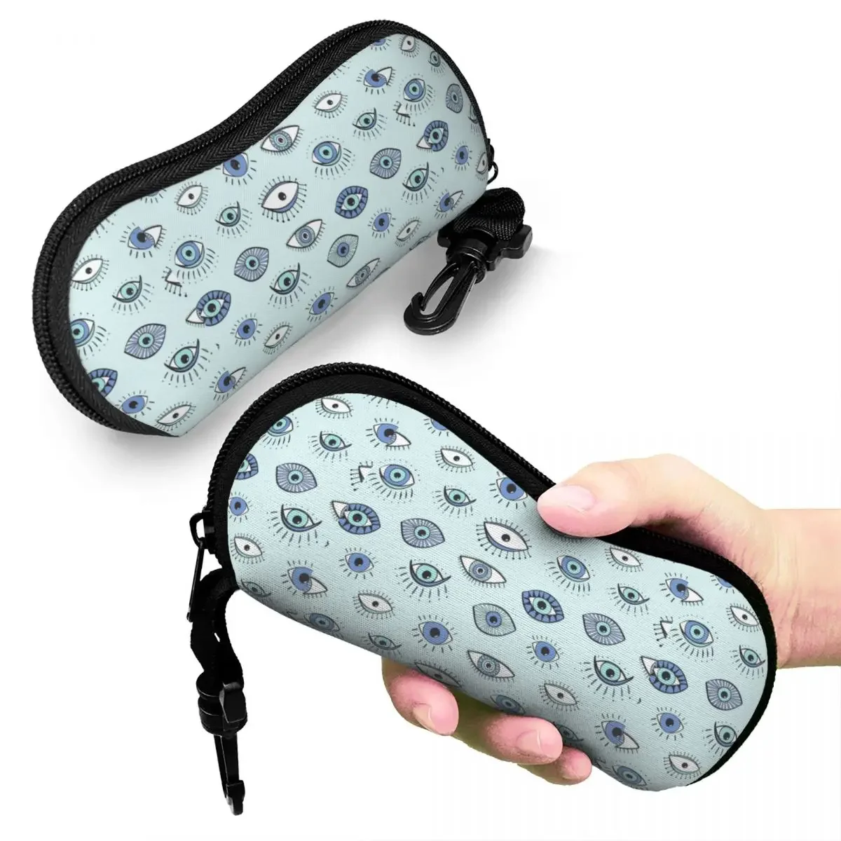 Evil Eye Glasses Case Unisex Student Box   Blue Nazar Amulet Pattern Boho Reading  Anti-Pressure Sunglasses 