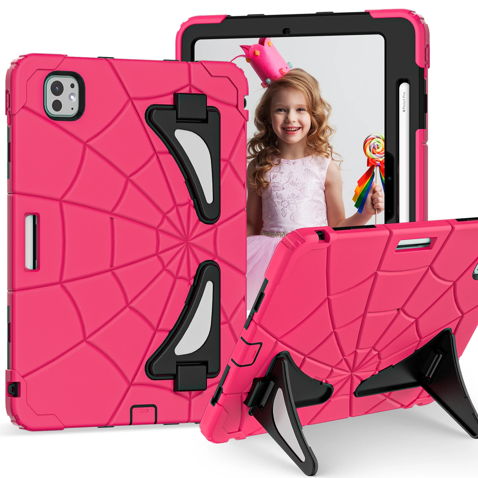 

Kids Funda PC-Silicone Case For iPad Pro 11 2024 M4 Model A2836 A2837 A3006 Built-in Kickstand Heavy Duty Cover Shockproof Capa