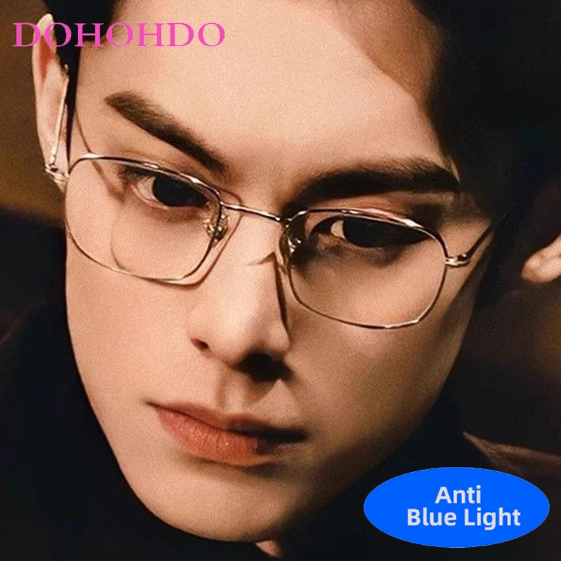

Luxury Brand Classic Metal Small Square Frame Anti-Blue Light Unisex Glasses Computer Optical Eye Protection Women Men Eyewear