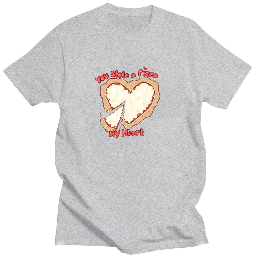 Kawaii grappige pizza print zacht ademend casual T-shirt korte mouw 100% katoen O hals comfortabele cartoon manga anime stijl