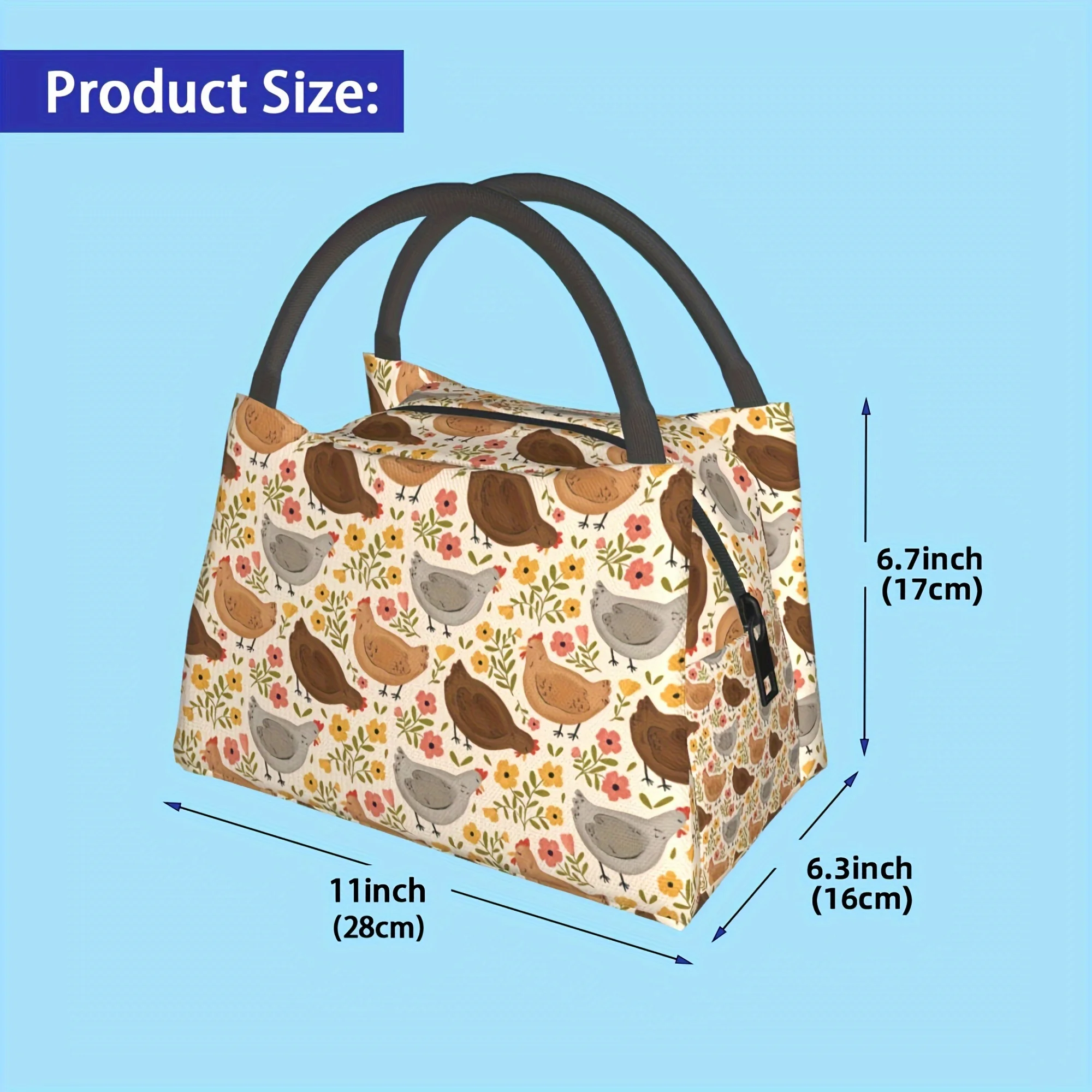 1pc Of Hen Pattern, Portable And Reusable Refrigerated Bag, Insulated Bag, Insulated Lunch Bag, Used For Camping, Picnicking