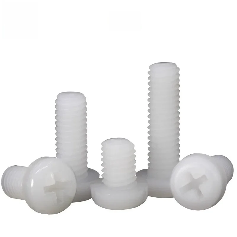 5mm M5 White Nylon Pan Head Screws PA66 Cross Recessed Round Head Plastic Bolts Length 6mm 8mm 10mm To 50mm
