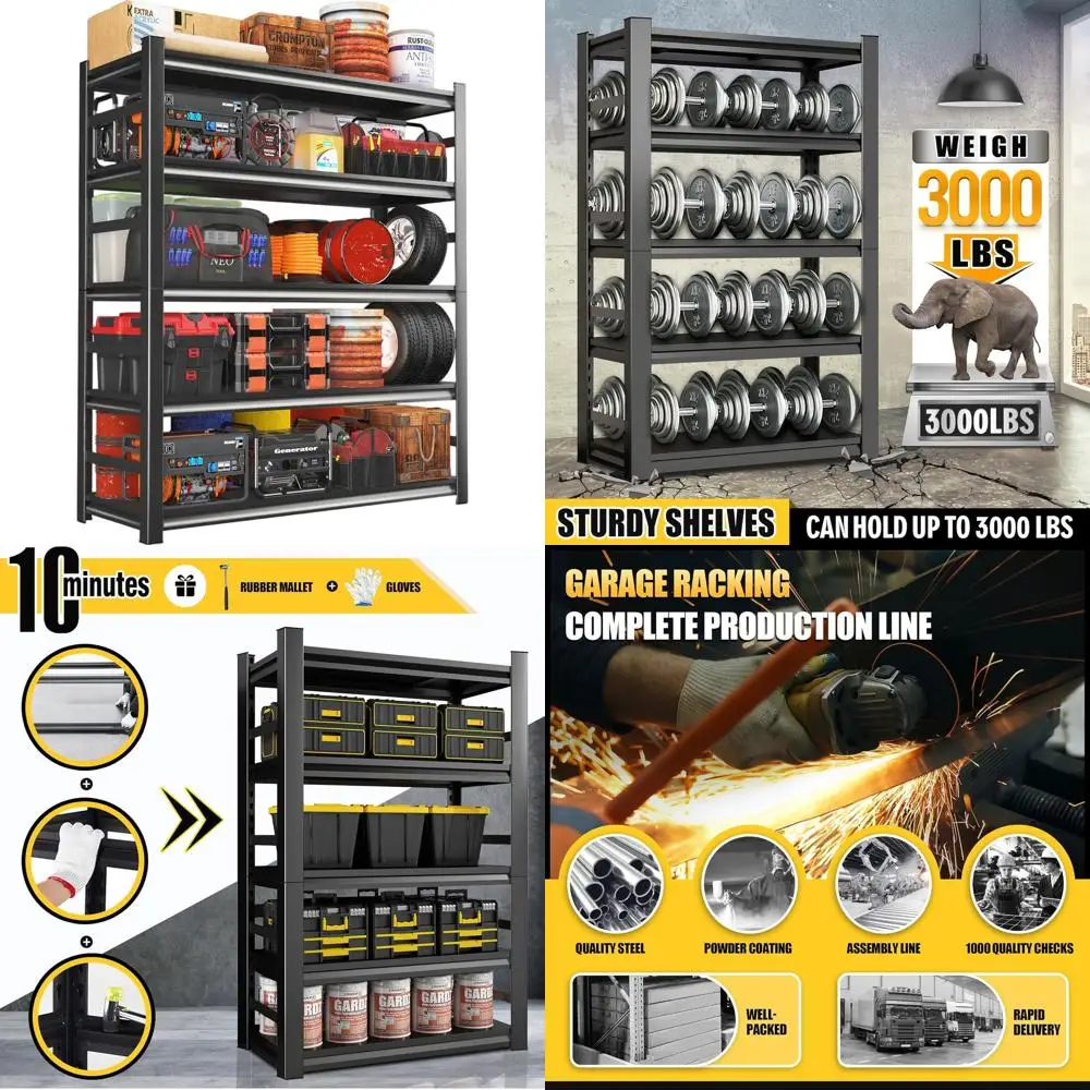 

5-ярусный сверхпрочный регулируемый стальной стеллаж для промышленного, складского и подвального использования - 45,7 см глубина x 121,9 см ширина x 198,1 см высота