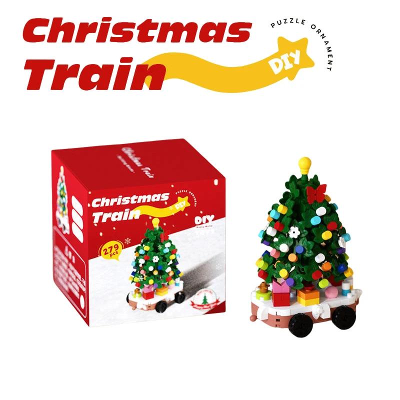 مجموعة مكعبات بناء صغيرة لعيد الميلاد يمكنك صنعها بنفسك شجرة القطار سانتا كلوز العمارة شجرة عيد الميلاد بيت الثلج مجموعة مكعبات البناء لعبة هدية
