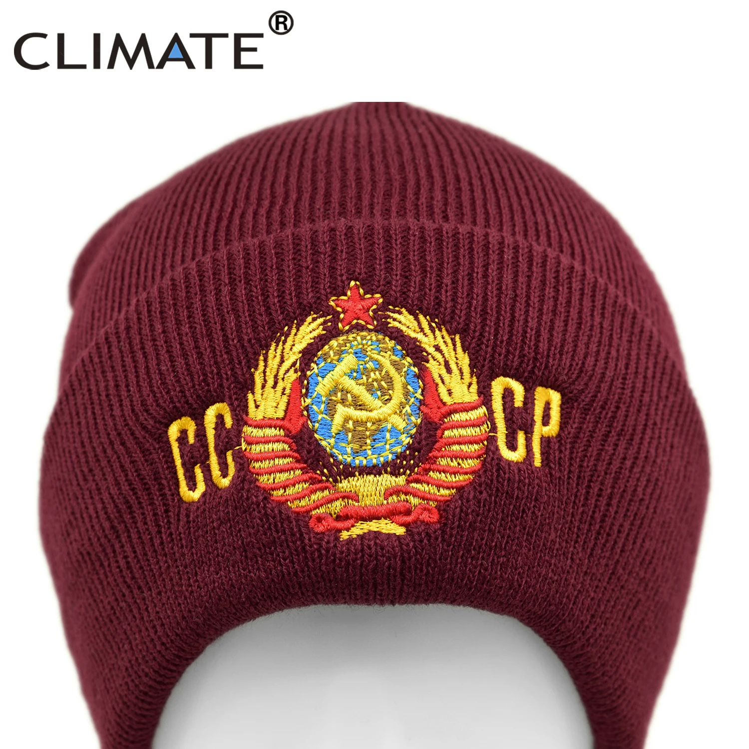 CLIMATE CCCP Russia Beanie Hat Warm The Soviet Union Winter Hat Communist Party Black Women Warm Knit Beanie Hat for Men Women