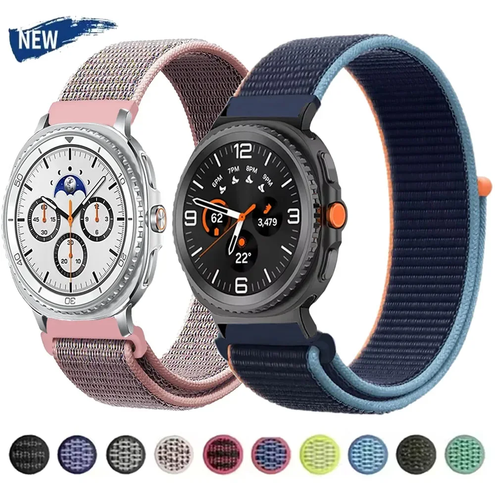 Sport-Nylon-Schlaufenarmband für Samsung Galaxy Watch 8 40mm 44mm 8 Classic 46mm Armband für Galaxy Watch Ultra 2025 47mm Handgelenksband