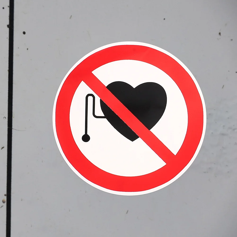 5pcs Warning Decals Safety Sign Sticker No Adhesive Vinyl Round Caution Decal For Hospital Wall Traffic Safety