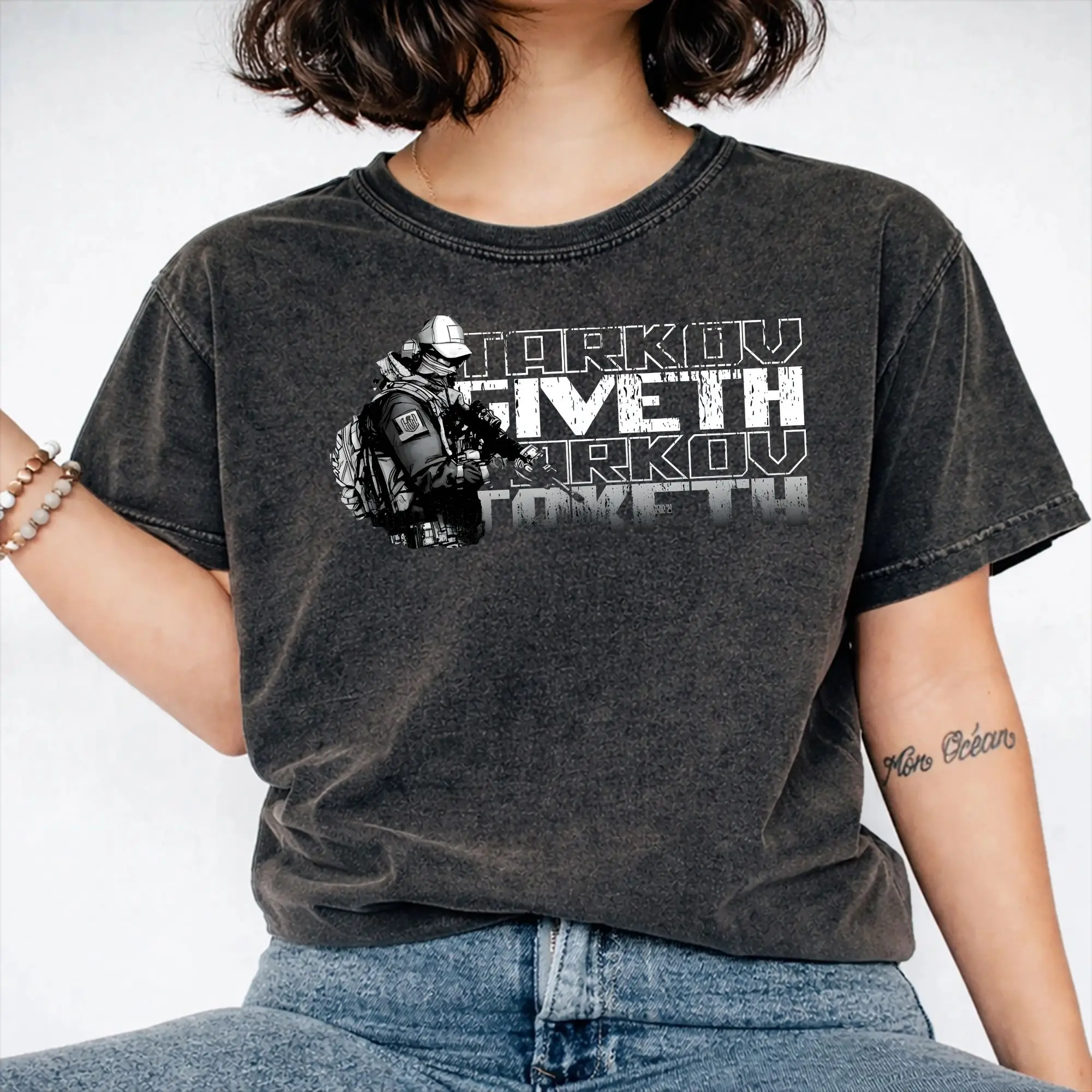 Escape From Tarkov USEC  T Shirt Hip Hop Washed Short Sleeve Oversize T-Shirt Fashion for Men Women Streetwear Printed Tee Shirt