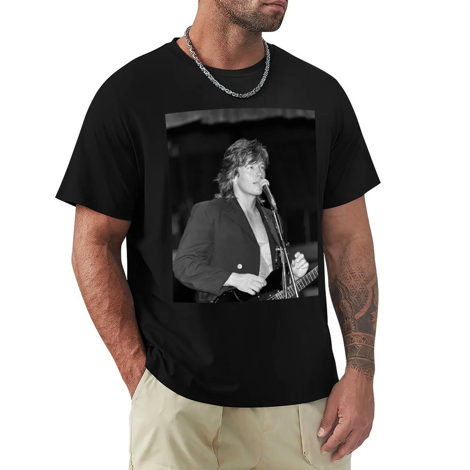 

Jack Wagner BW Photograph T-Shirt funny shirt cotton oversized graphic tee valentines clothes vintage t shirt men