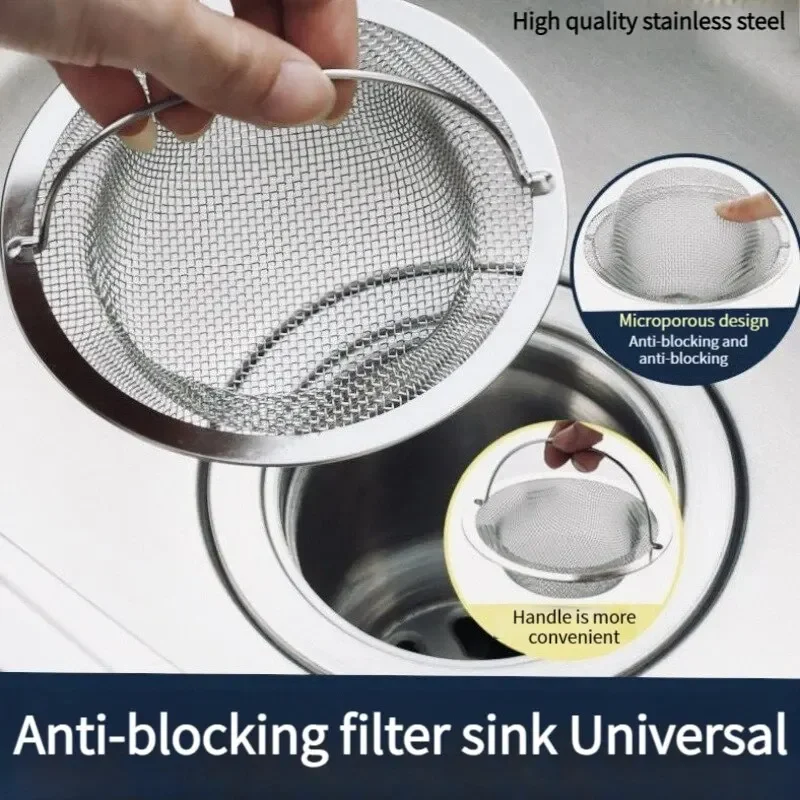 Colador de fregadero de 1/5 Uds., colador de drenaje de cocina, escurridor de platos para fregadero con mango, colador de fregadero de Metal, drenaje de suelo para kit de cocina