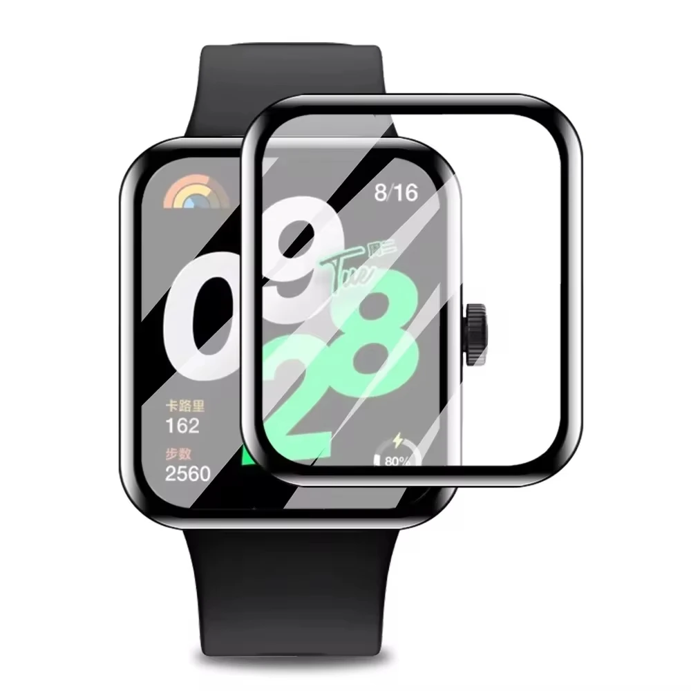 Xiaomi Redmi Watch 4のフルスクリーンプロテクター,湾曲した3D,黒のソフトエッジ,透明なhd,傷防止フィルム,スマートウォッチアクセサリー