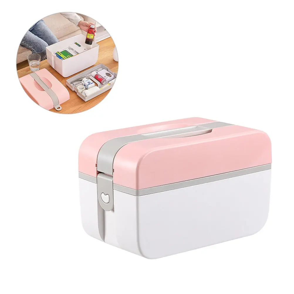 Medicine Storage Box Emergency Plastic Sturdy High Capacity Multifunctional Multilayer Portable Lockable Organizer for Office