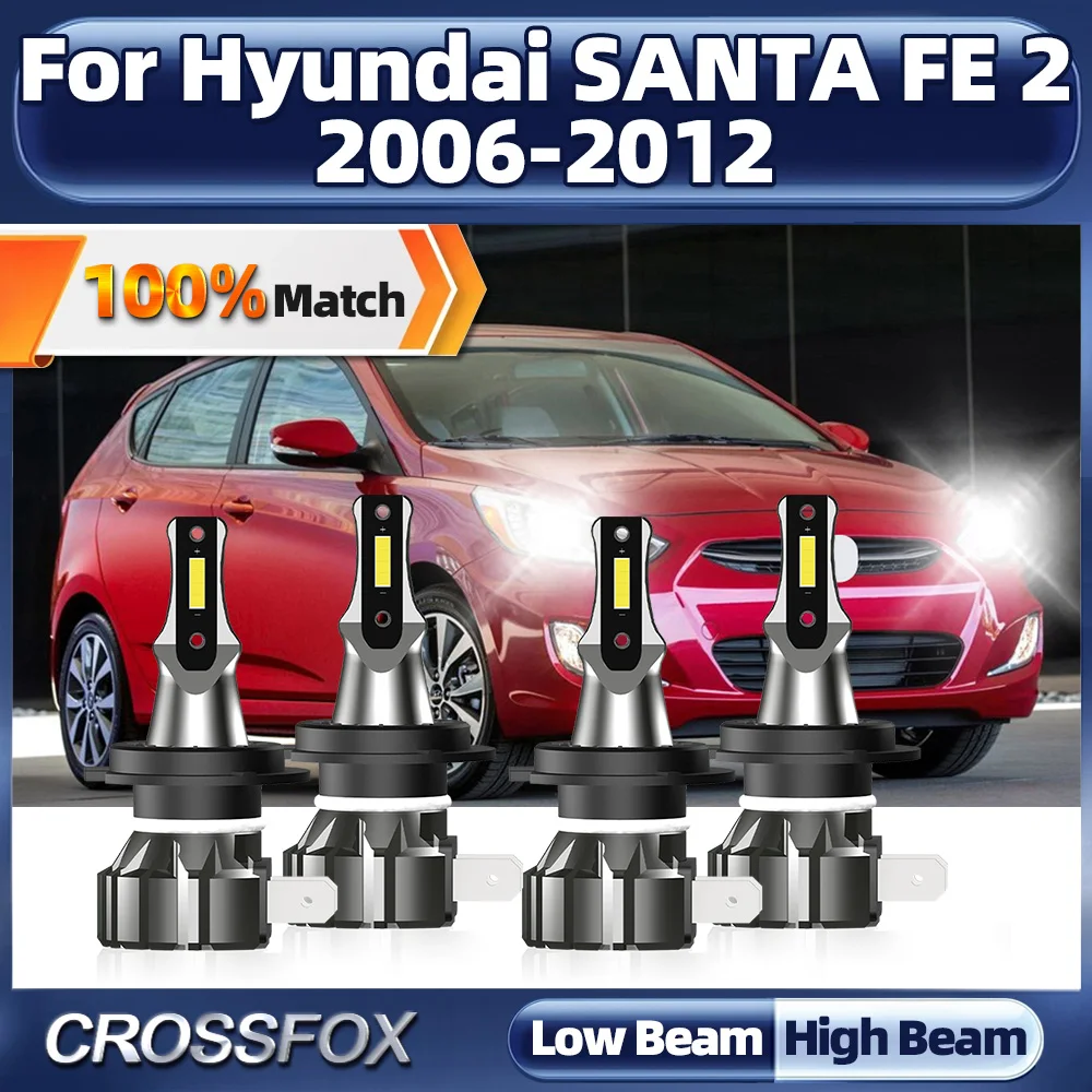 

LED Headlight Bulbs 40000LM High Low Beam Auto Headlamps 6000K White 12V For Hyundai SANTA FE 2 2006-2008 2009 2010 2011 2012