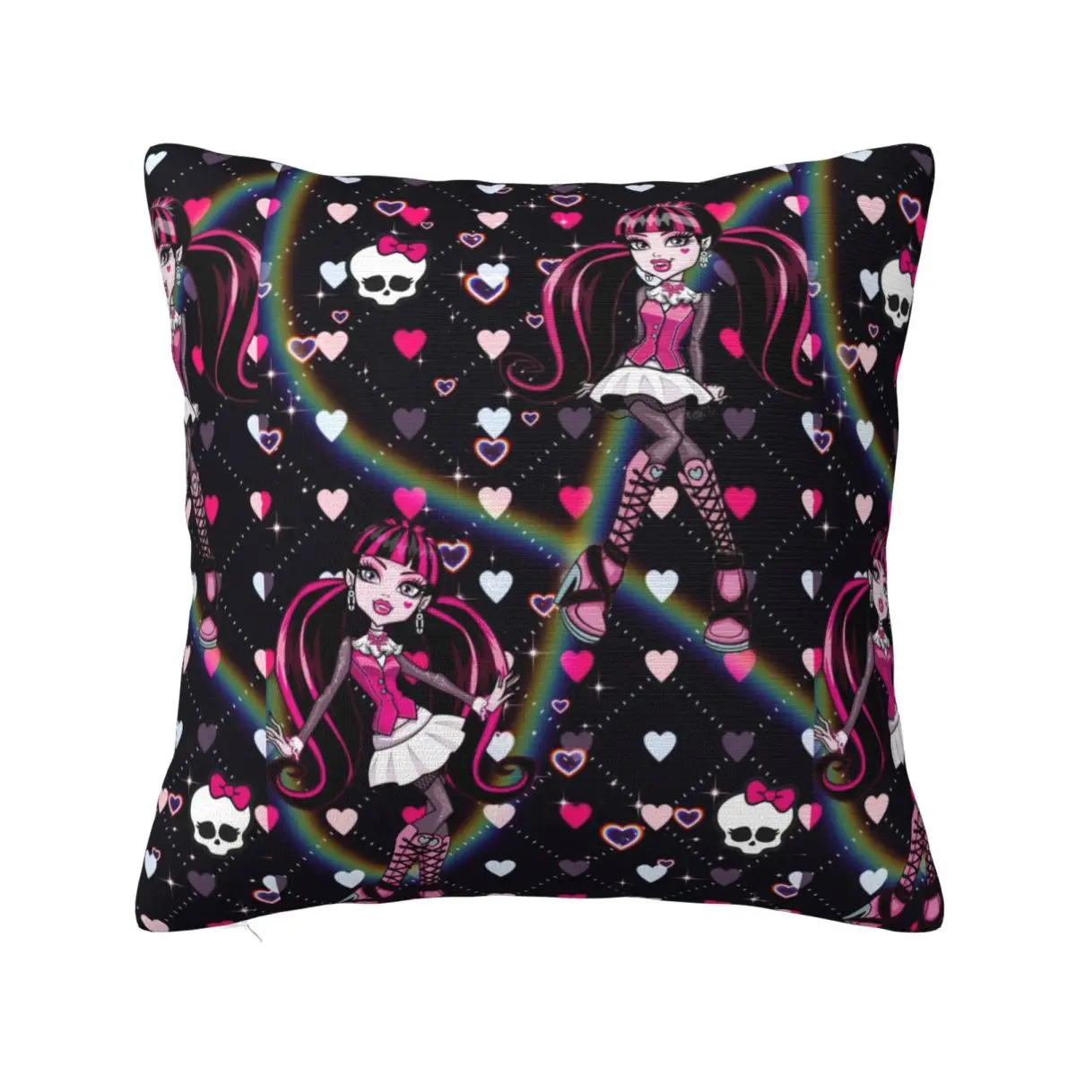 Monster High Pillowcase Printing Polyester Cushion Cover Decor Cartoon Pillow Case Cover Chair Zippered 45*45cm