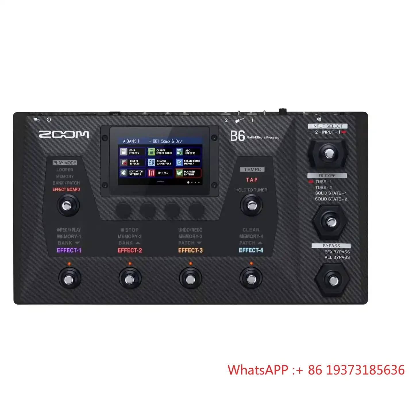 ZOOM B6 multi-effects processor with 4 DI boxes and 9 stomp switches 88.2 kHz effects processor for bass players