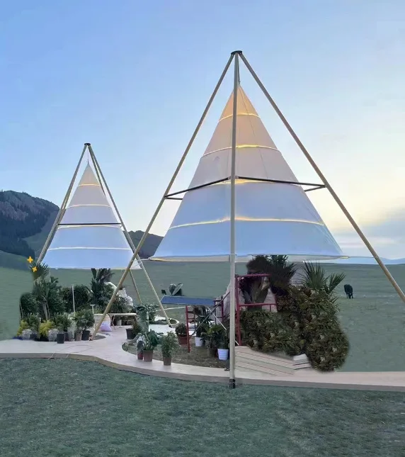 الخيزران فانوس مخروط خيمة المظلة العملاقة نزهة مخيم أكسفورد القماش في الهواء الطلق المظلة في الهواء الطلق مطعم الزجاج الأمامي