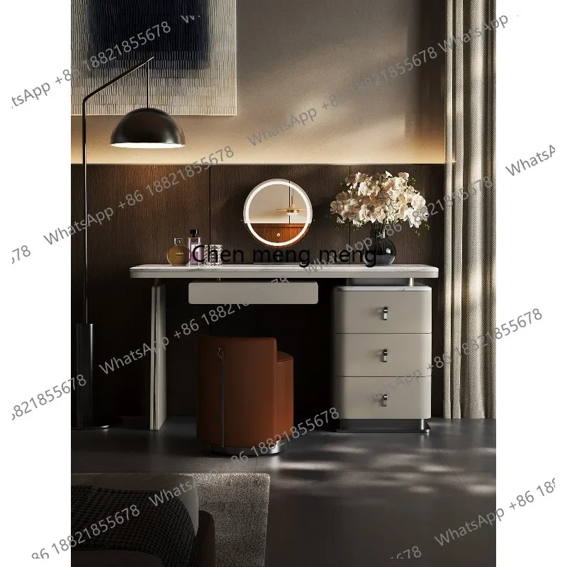 

Italian minimalist dresser chest cabinet integrated makeup table light luxury marble storage dressing table