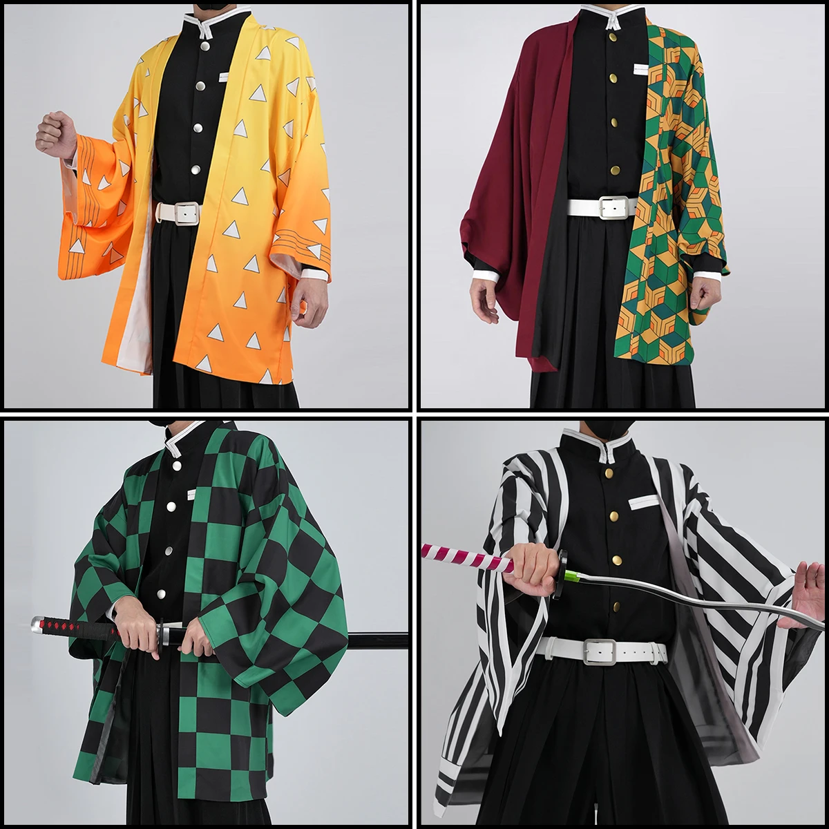 HOLOUN Anime Cosplay Costume Tomioka Giyuu Kamado Tanjirou Iguro Obanai Tokitou Muichirou Haori Embroidery Top Pants Halloween view 2