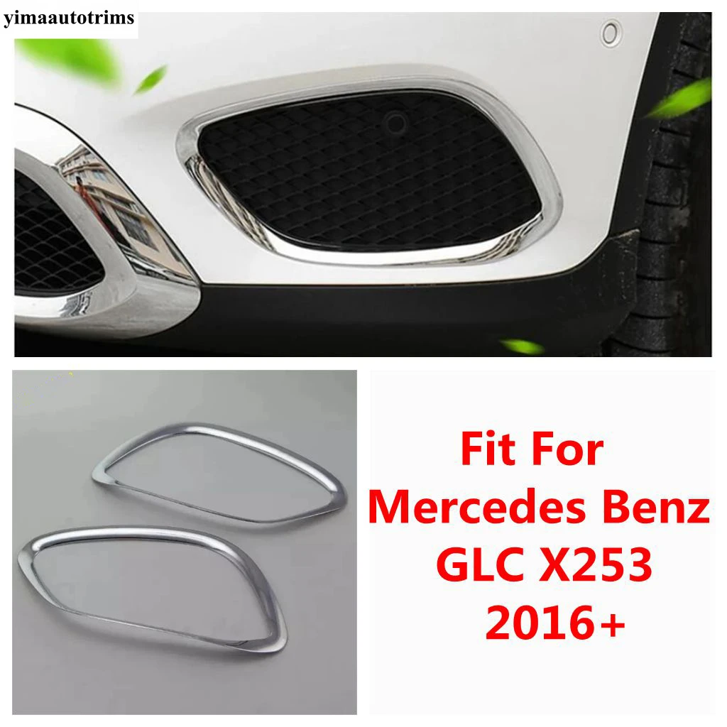 

Front Fog Lights Lamps Frame Decoration Cover Trim For Mercedes Benz GLC X253 2016 - 2021 ABS Chrome Accessories Exterior Kit