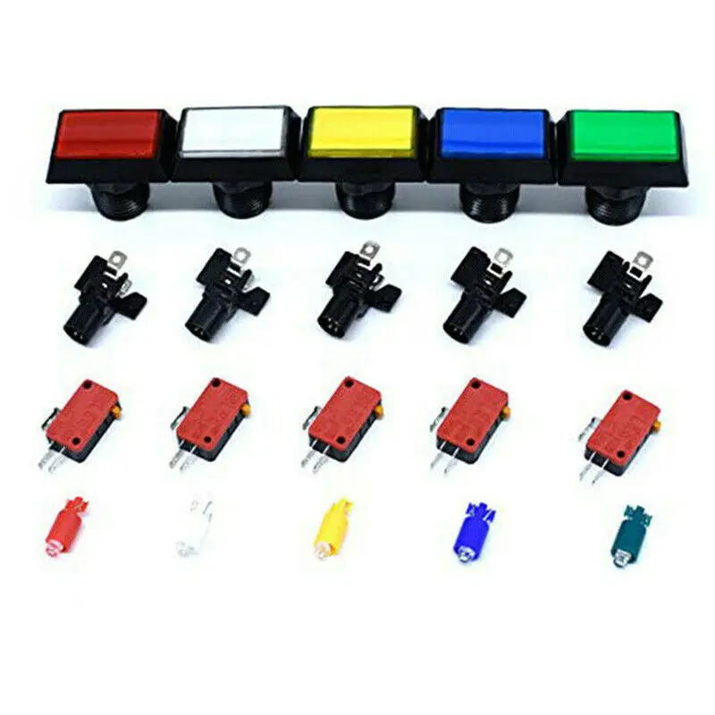 Arcade Square Rectangle Button LED Push Illumilated with Microswitch 12v Lamp For Control Panels Pinball Parts Swing Machine DIY