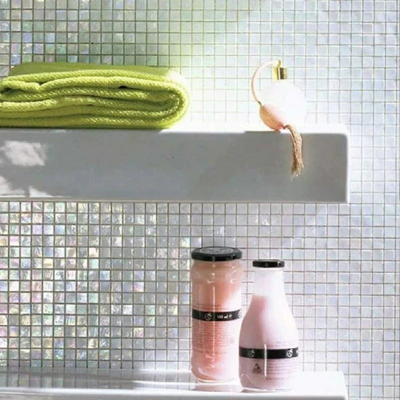 Light Luxury White Symphony Glass Mosaic Tile Bathroom Kitchen Wall Tile Dining Room Balcony Background Wall Sticker
