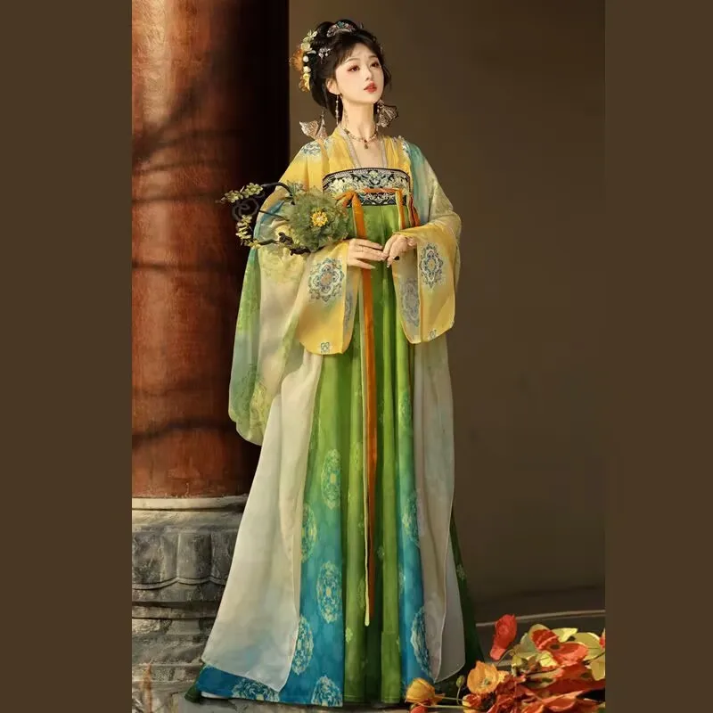 

Chinese Hanfu Dress Women Green Yellow Tang Dynasty Hanfu Female Halloween Carnival Cosplay Costume Party Hanfu Dress Plus Size