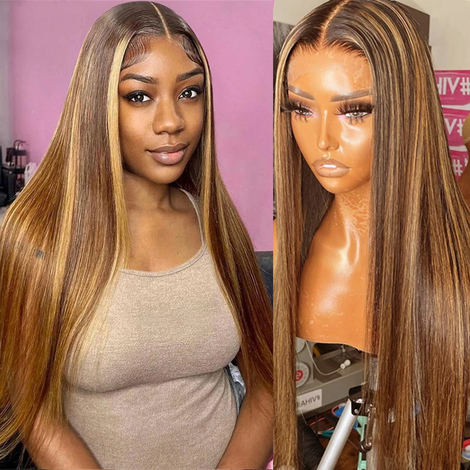 

Ombre Highlight Wigs Human Hair 100% 13x4 13x6 Transparent Lace Front Wig Pre Plucked Honey Blonde Lace Frontal Wig Brazilian