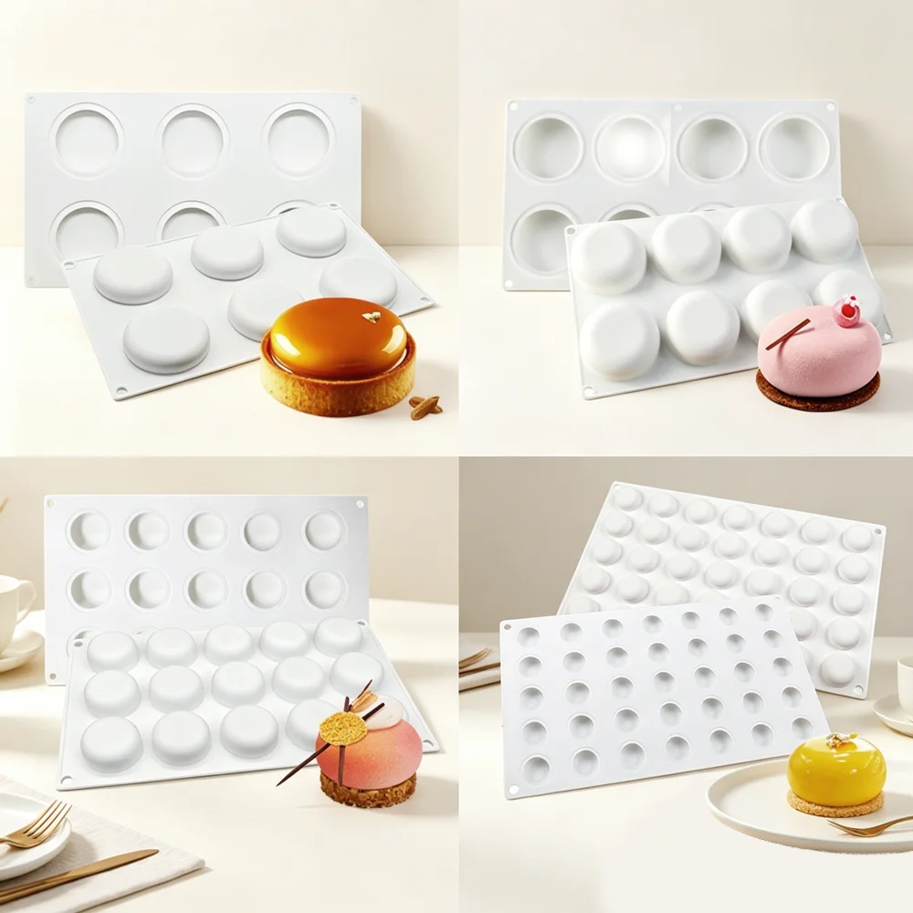 Round and Flat Design Oblate Cake Baking Tools Food Grade Silicone Chocolate Molds Mousse Cake Mould Kitchen Dessert Bakeware
